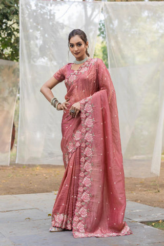 Floral Drape Pure crush Silk Saree