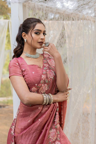Floral Drape Pure crush Silk Saree
