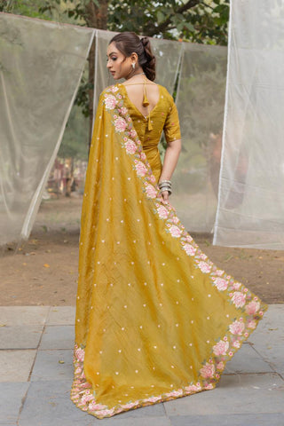 Floral Drape Pure crush Silk Saree