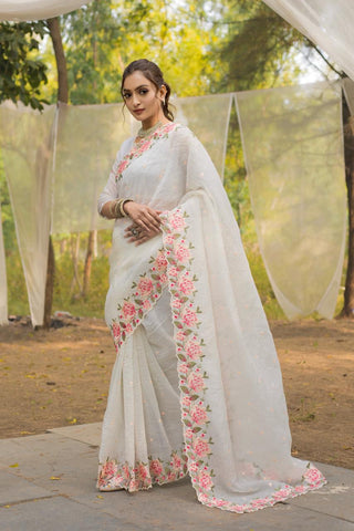 Floral Drape Pure crush Silk Saree