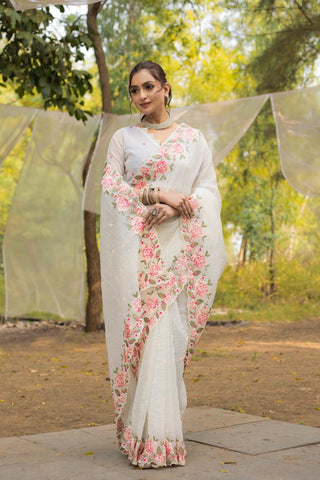 Floral Drape Pure crush Silk Saree