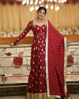 Maroon Majesty Anarkali Gown
