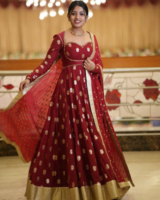 Maroon Majesty Anarkali Gown