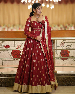 Maroon Majesty Anarkali Gown
