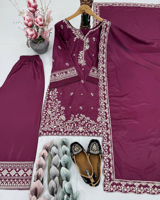 Royal Maroon Chiffon Ensemble