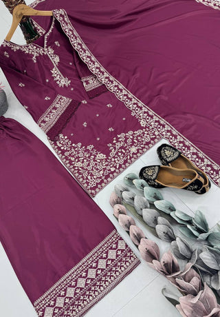 Royal Maroon Chiffon Ensemble