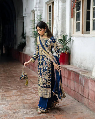 Embroidered Georgette Kurti-Plazzo Set