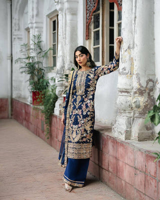 Embroidered Georgette Kurti-Plazzo Set