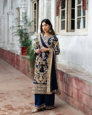 Embroidered Georgette Kurti-Plazzo Set