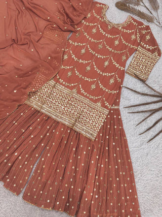 Sequined Serenity – Designer Kurti-Sharara with Dupatta