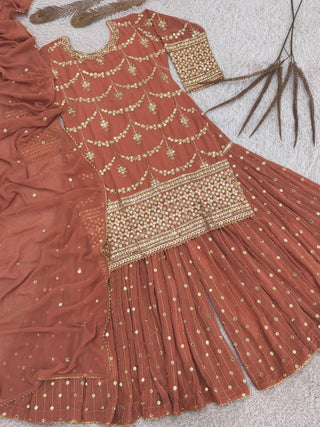 Sequined Serenity – Designer Kurti-Sharara with Dupatta