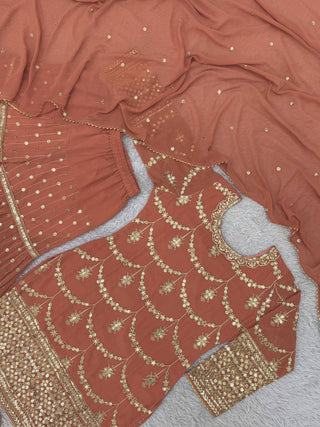 Sequined Serenity – Designer Kurti-Sharara with Dupatta