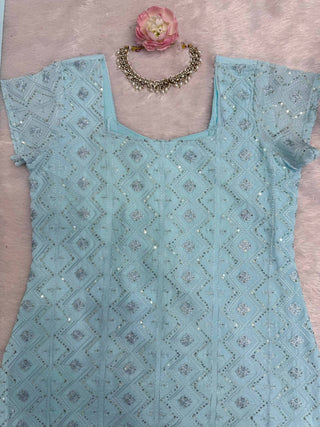 Trendy Embroidered Top & Boot-Cut Pant Dupatta Set for Women